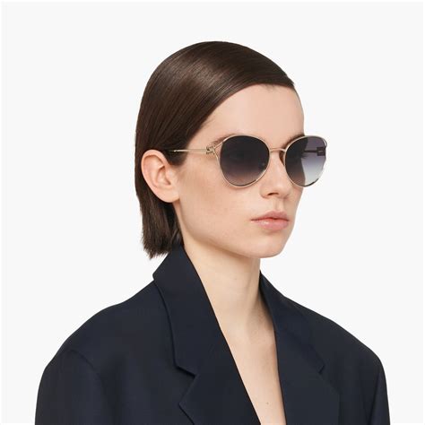 Gradient Smoky Gray Lenses Miu Miu Logo Sunglasses 